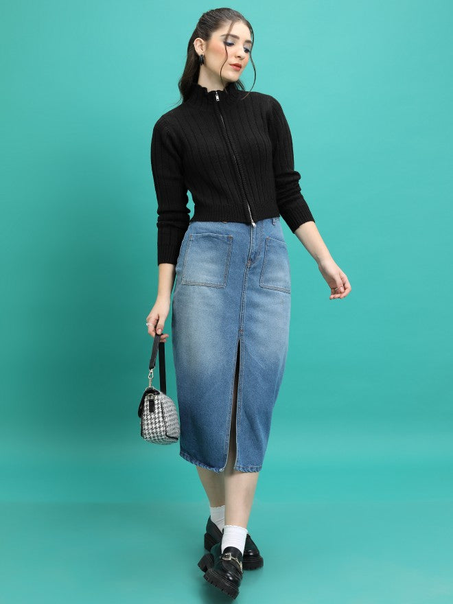 Tokyo Talkies Women Black Turtle Neck Sweater - Black - Image 2