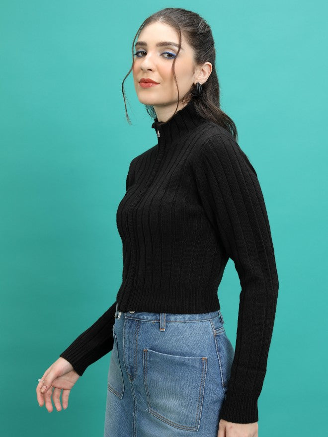 Tokyo Talkies Women Black Turtle Neck Sweater - Black - Image 4