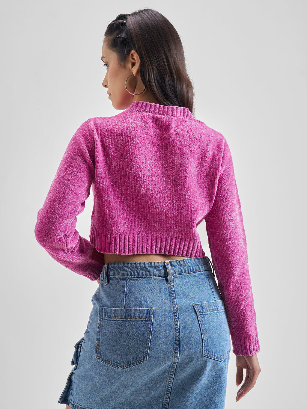 Tokyo Talkies Women Pink Round Neck Sweater - Pink - Image 3