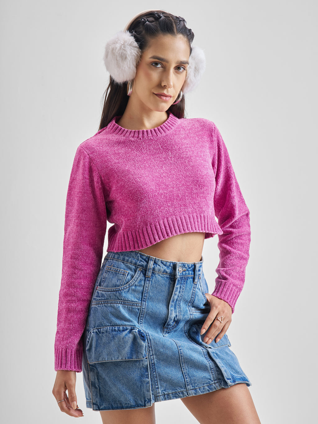 Tokyo Talkies Women Pink Round Neck Sweater - Pink - Image 6