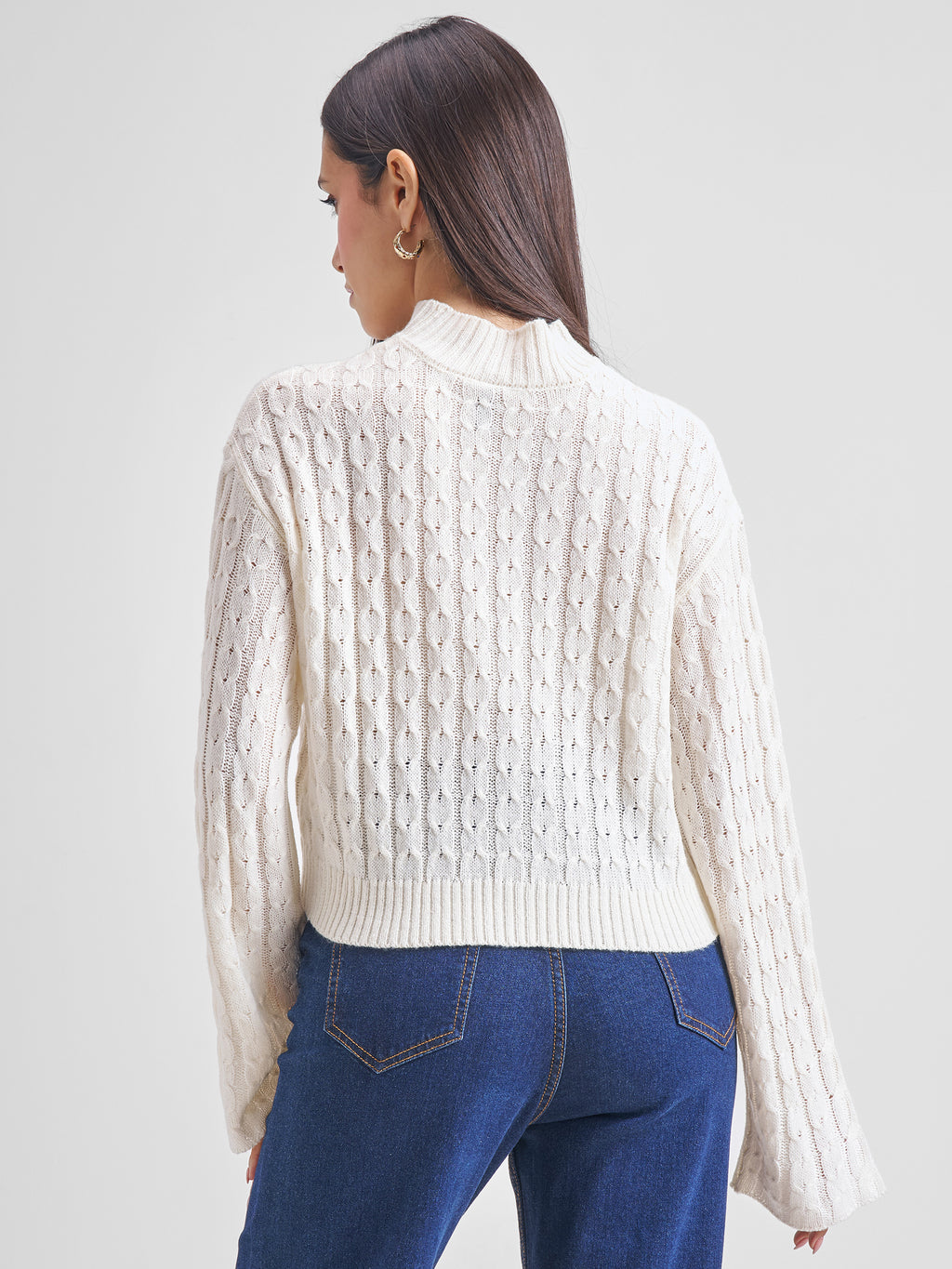 Tokyo Talkies Women White Turtle Neck Sweater - White - Image 3