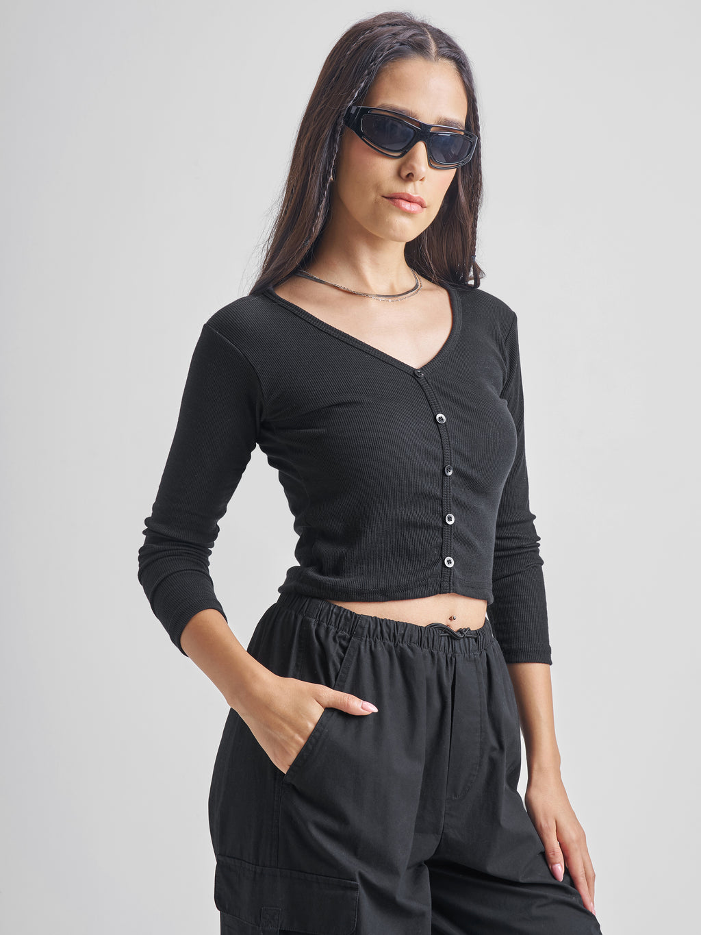 Tokyo Talkies Women Black Boat Neck Sweater - Black - Image 6