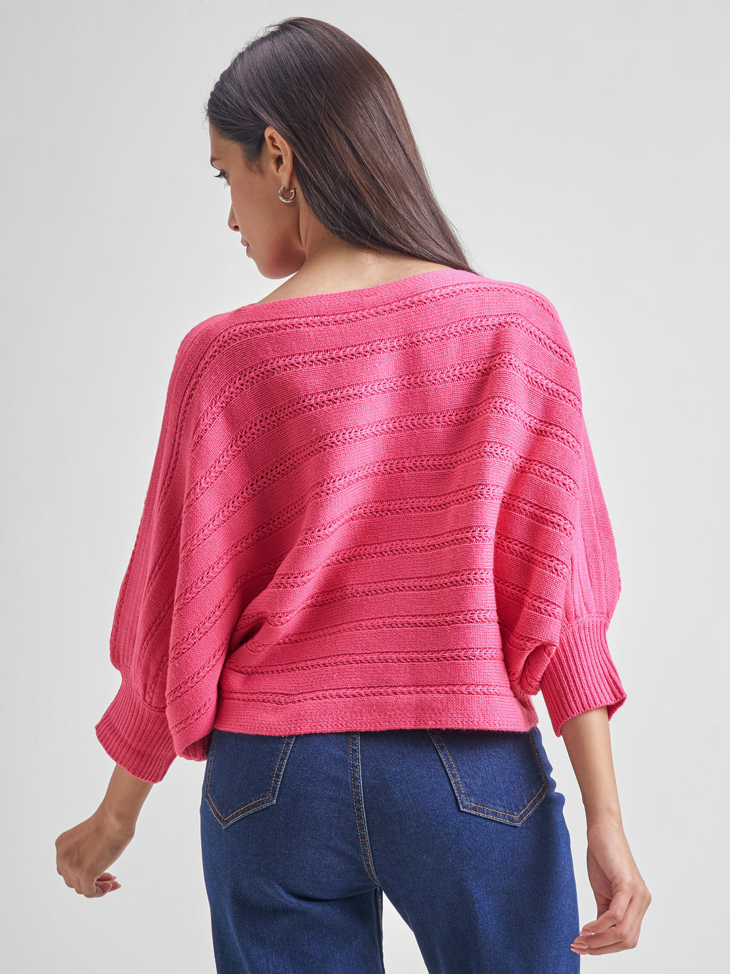 Tokyo Talkies Women Pink Boat Neck Sweater - Pink - Image 3