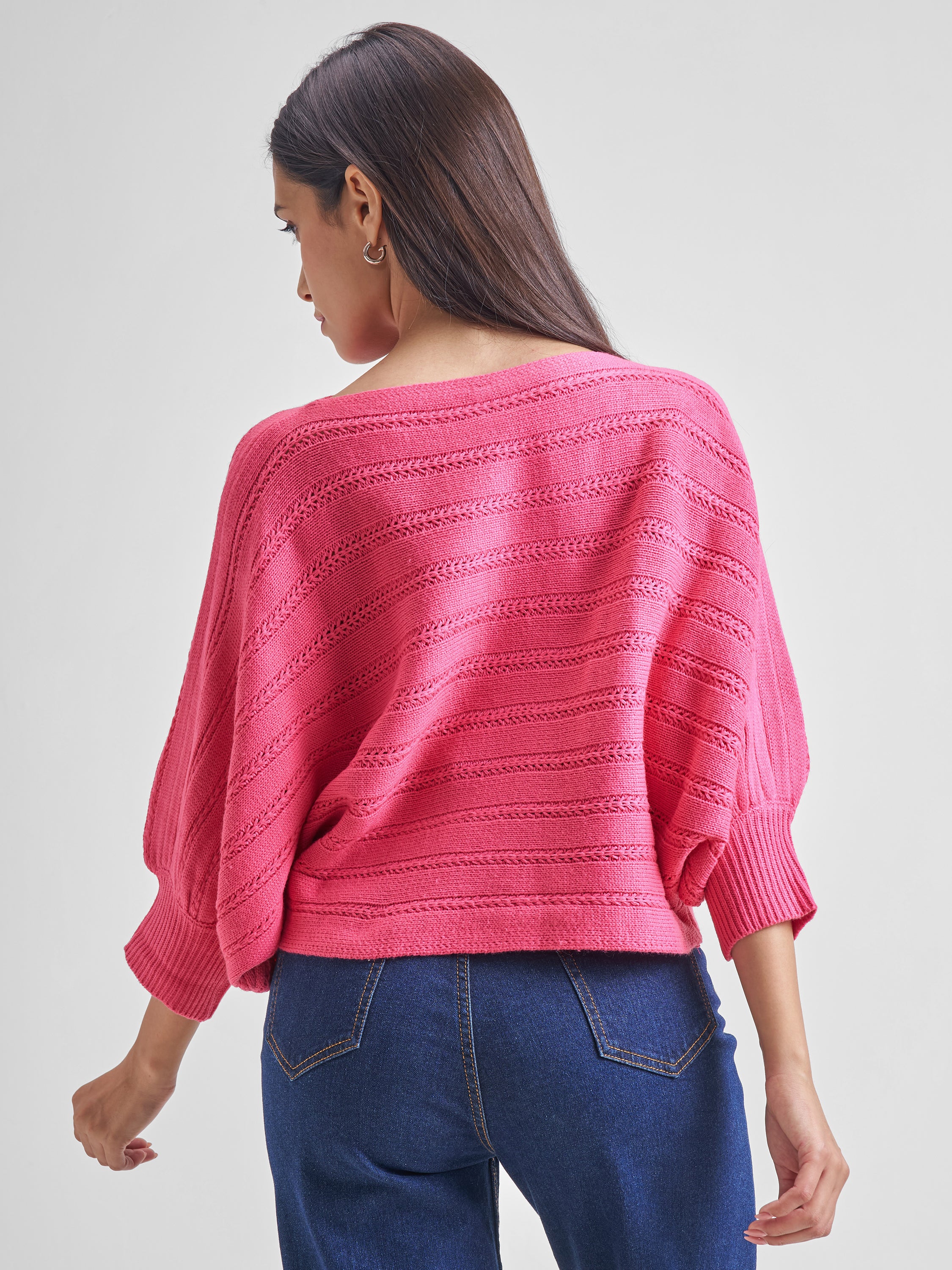Tokyo Talkies Women Pink Boat Neck Sweater - Pink - Image 3