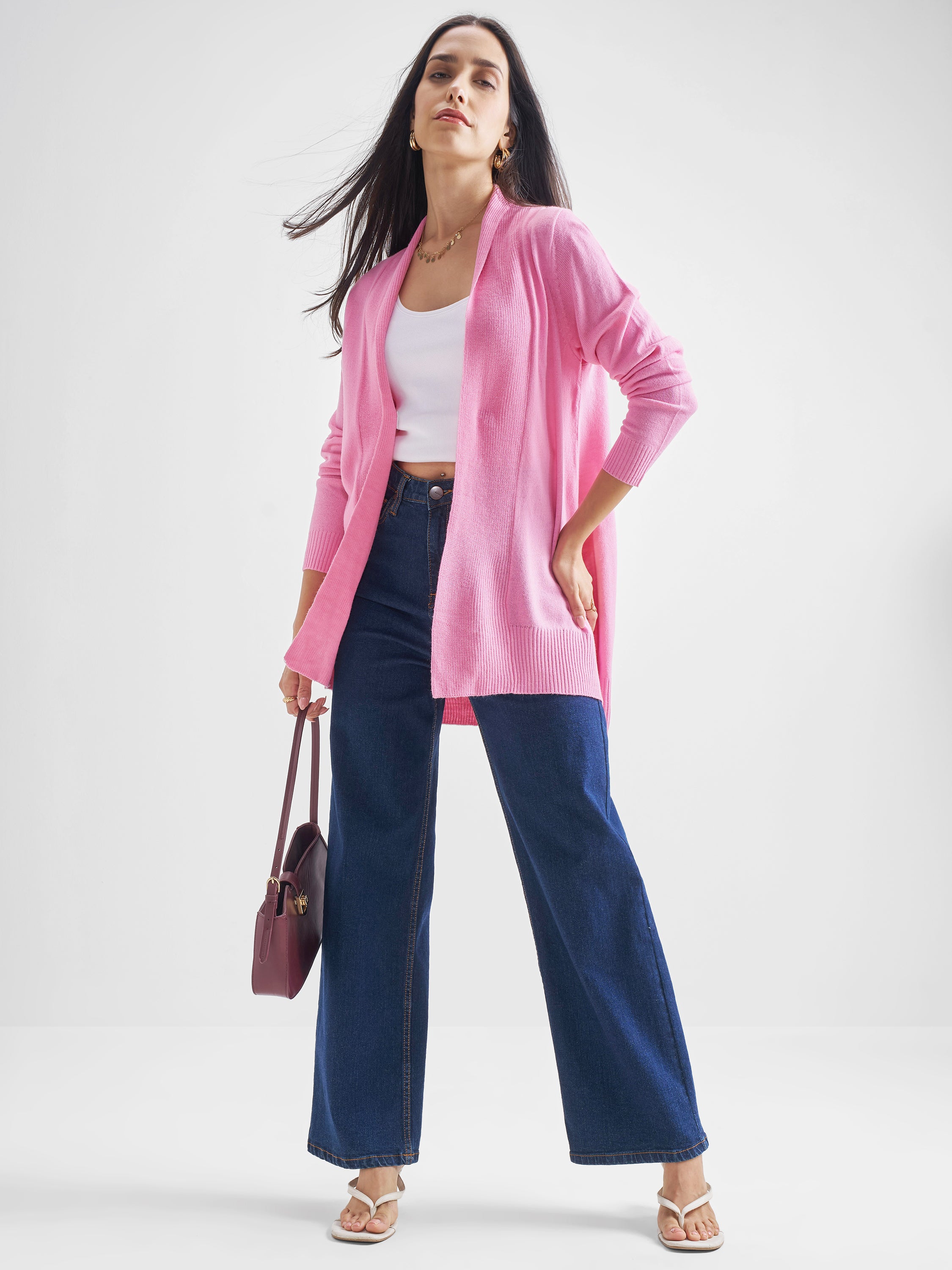 Tokyo Talkies Women Pink Round Neck Sweater - Pink - Image 2