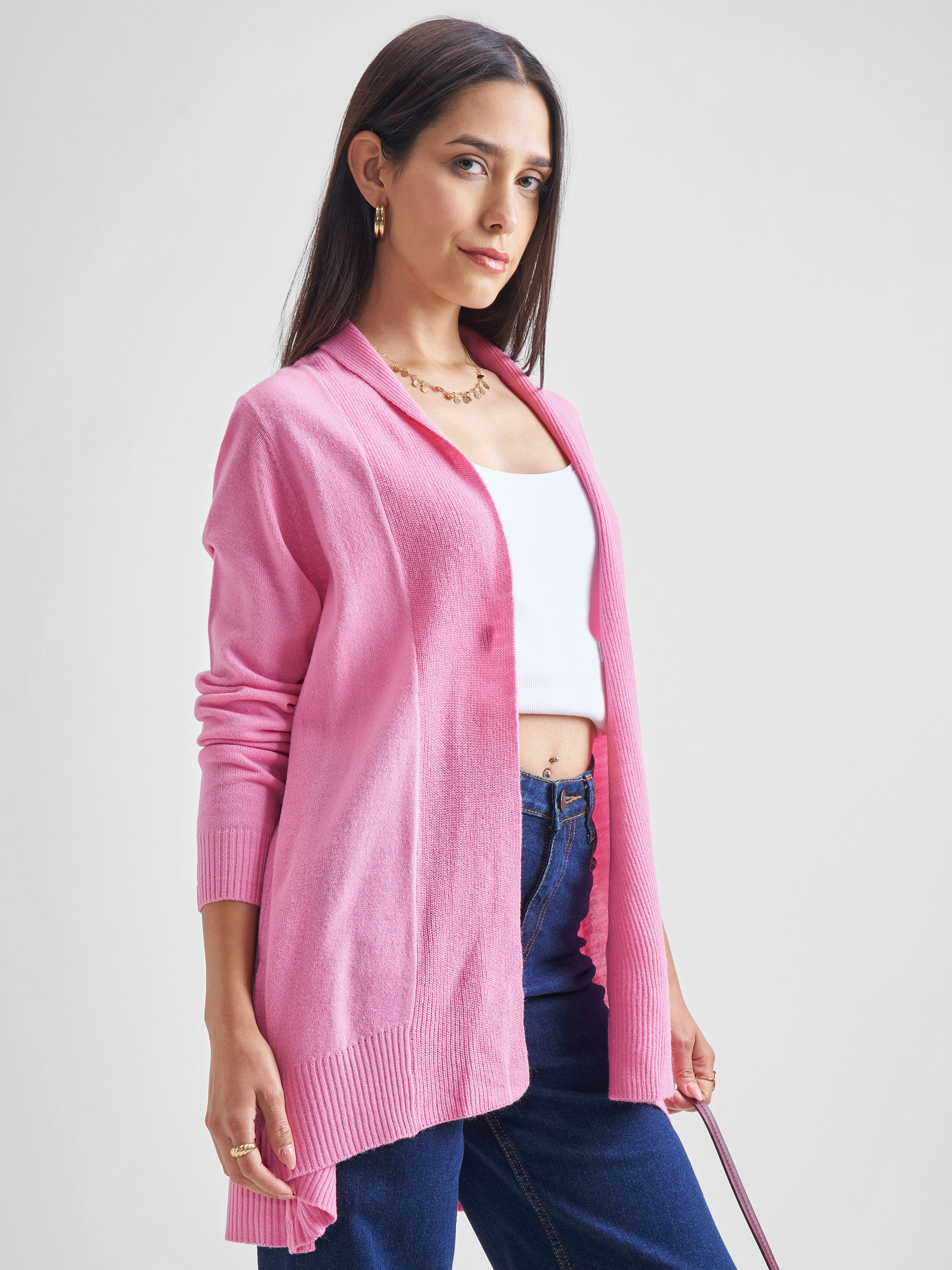 Tokyo Talkies Women Pink Round Neck Sweater - Pink - Image 6