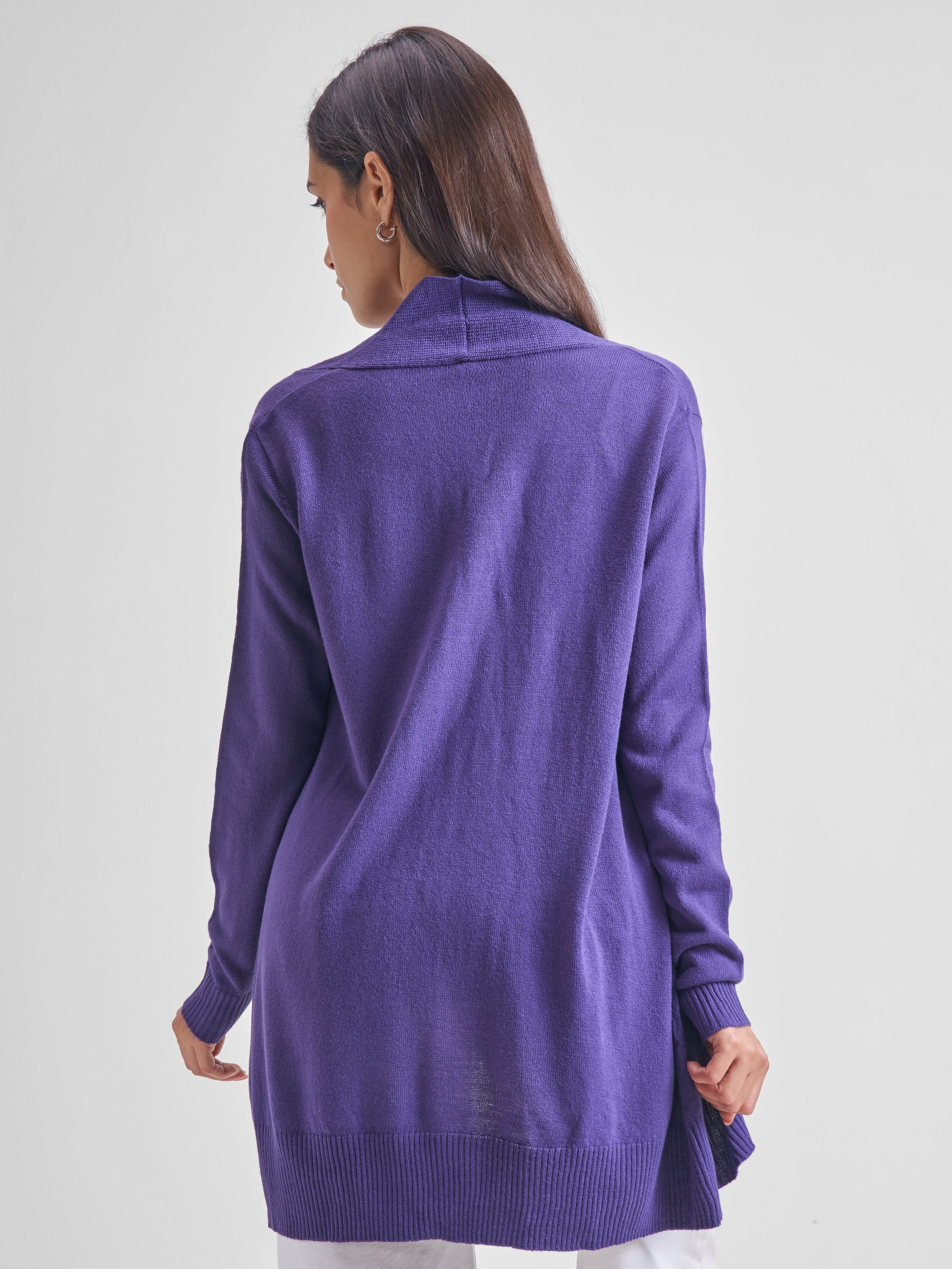 Tokyo Talkies Women Navy Round Neck Sweater - Navy Blue - Image 3