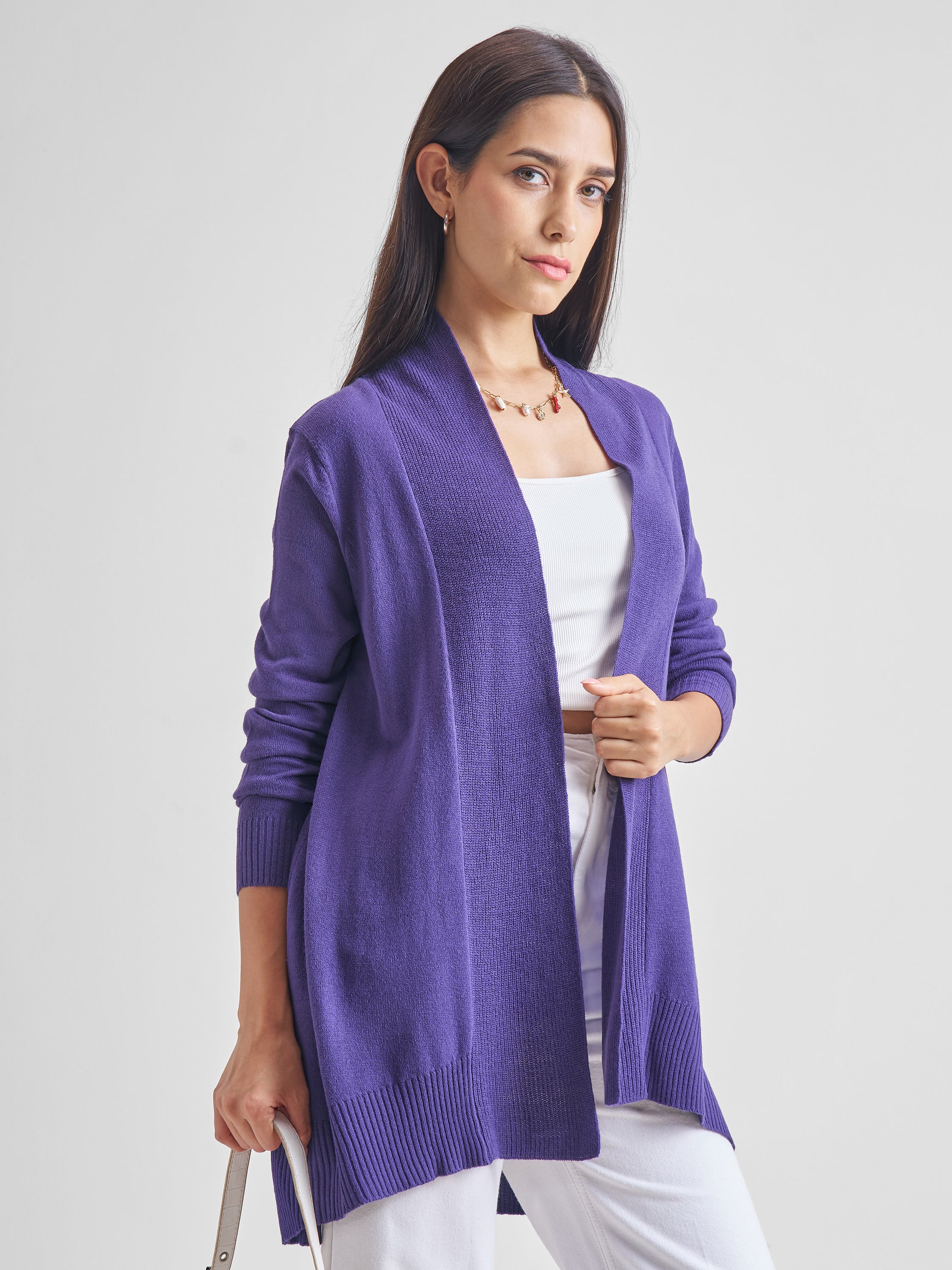 Tokyo Talkies Women Navy Round Neck Sweater - Navy Blue - Image 6