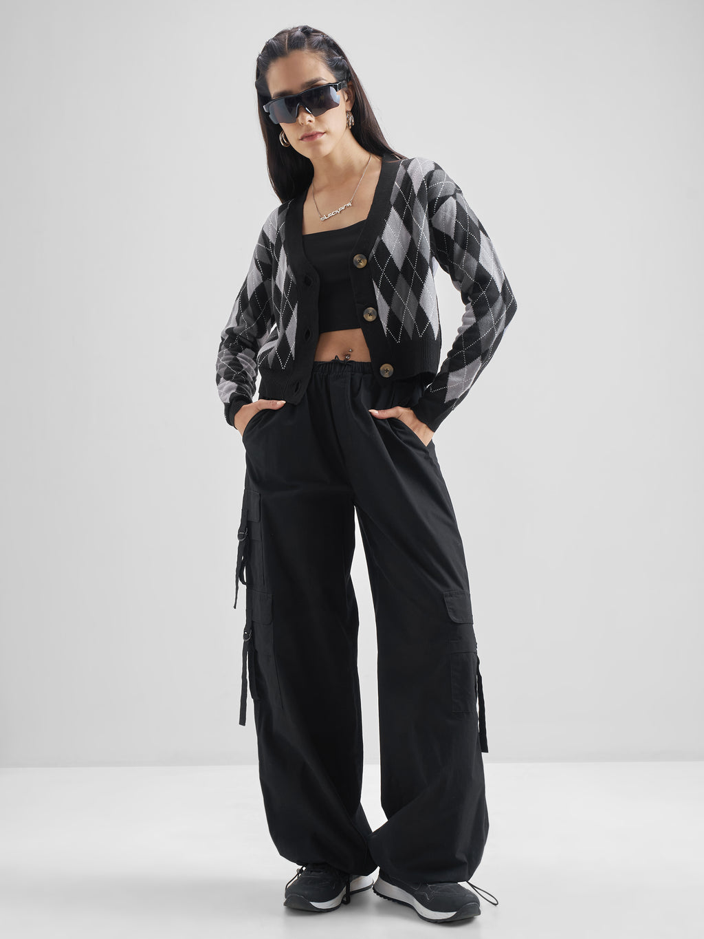 Tokyo Talkies Women Black V-Neck Sweater - Black - Image 2