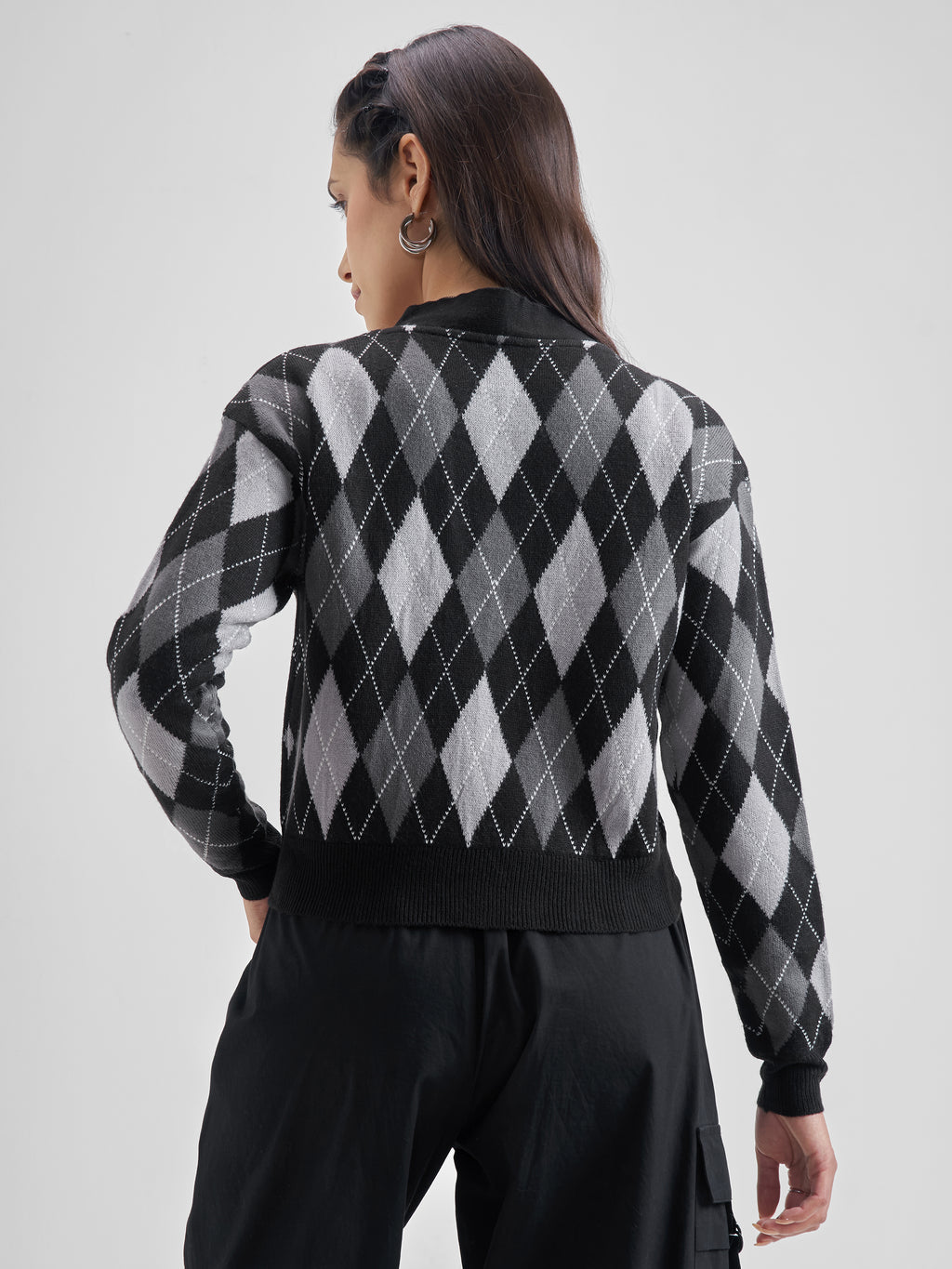Tokyo Talkies Women Black V-Neck Sweater - Black - Image 3