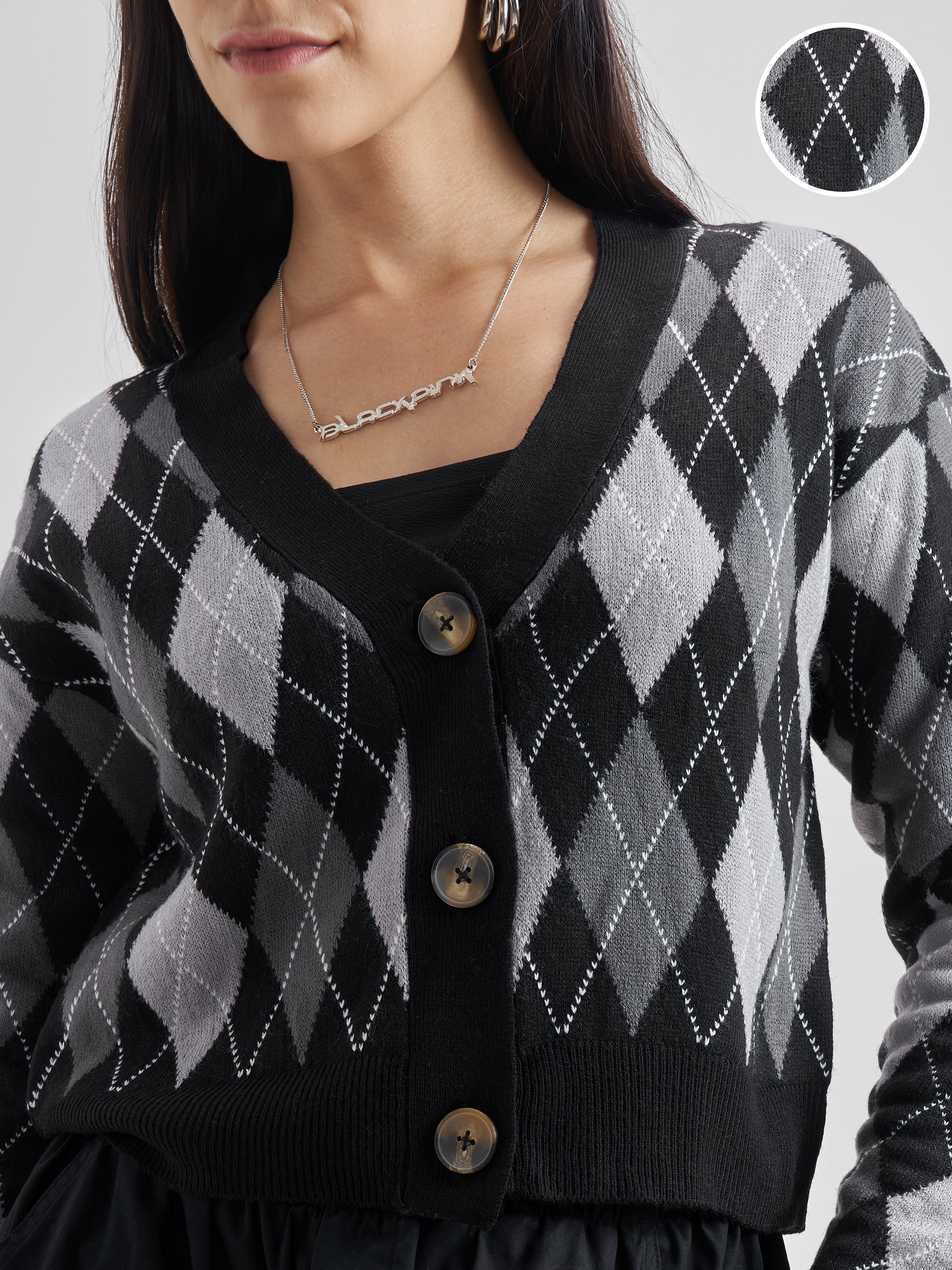Tokyo Talkies Women Black V-Neck Sweater - Black - Image 5