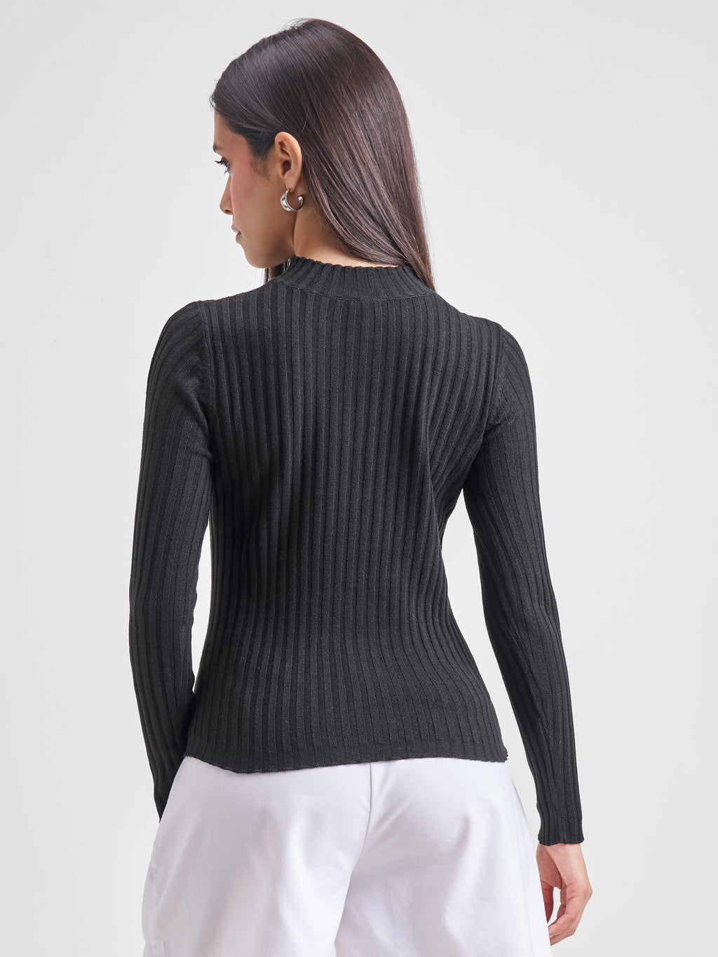 Tokyo Talkies Women Black Turtle Neck Sweater - Black - Image 3