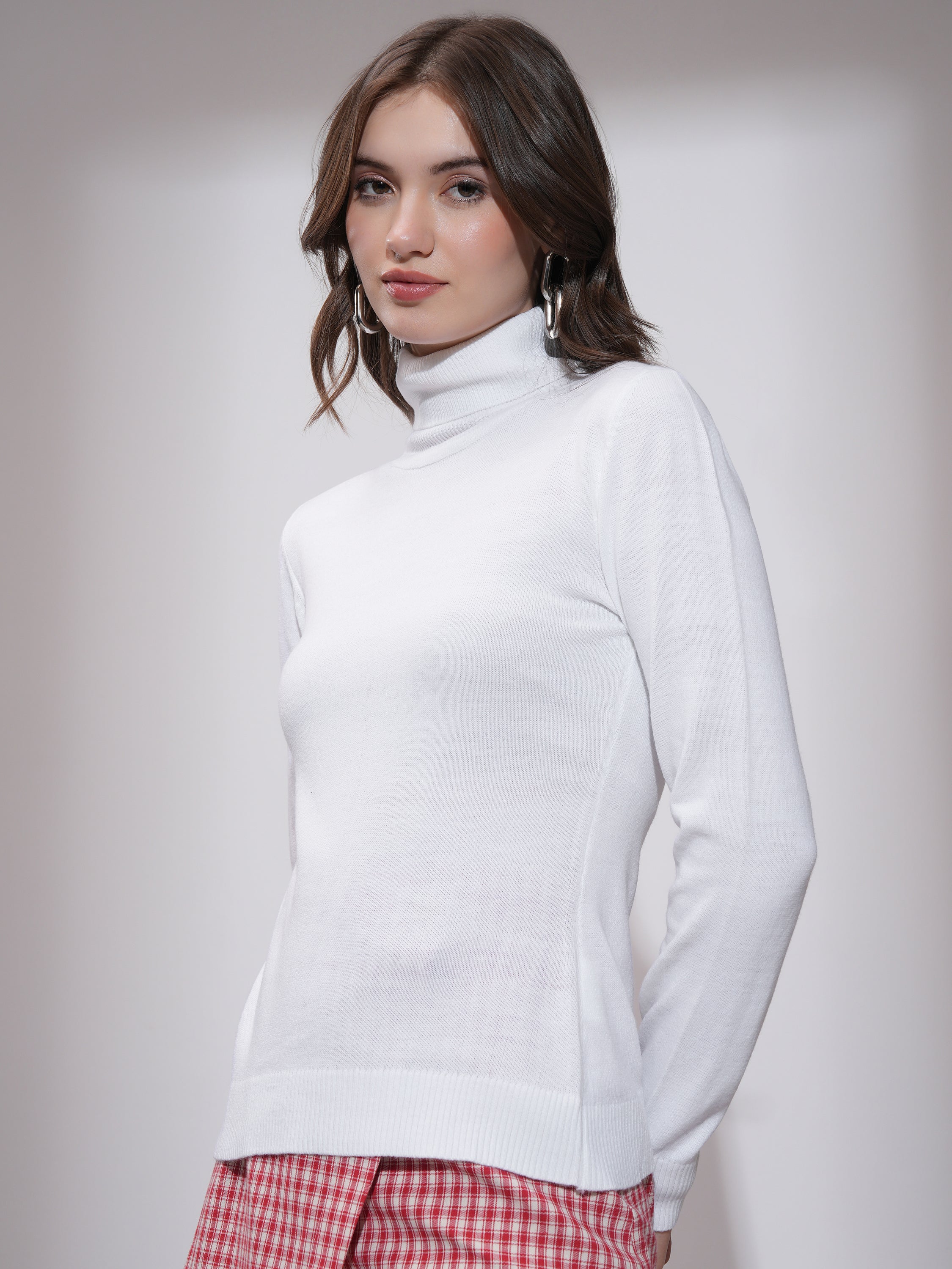 Tokyo Talkies Women Off White Turtle Neck Sweater - Off White - Image 4