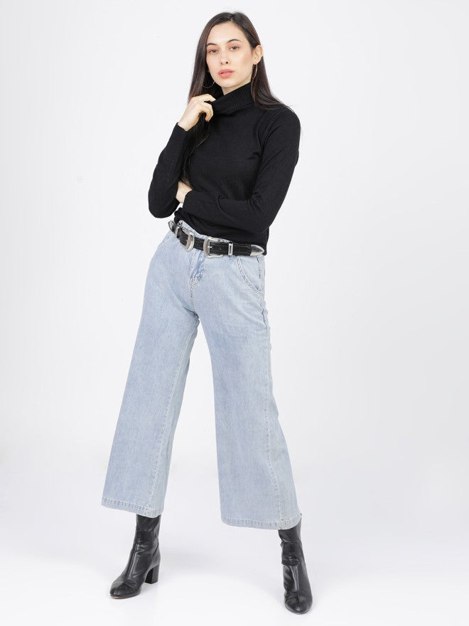 Tokyo Talkies Women Black Turtle Neck Sweater - Black - Image 4