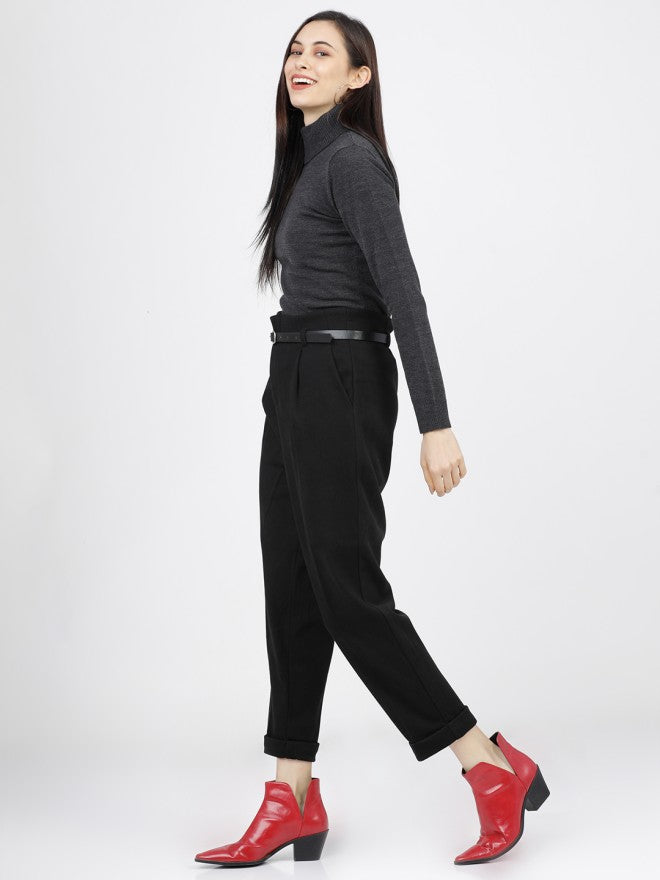 Tokyo Talkies Women Grey Turtle Neck Sweater - Grey - Image 4