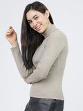 Tokyo Talkies Women Beige Turtle Neck Sweater - Beige - Image 1