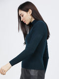 Tokyo Talkies Women Green Turtle Neck Sweater - Green - Image 1