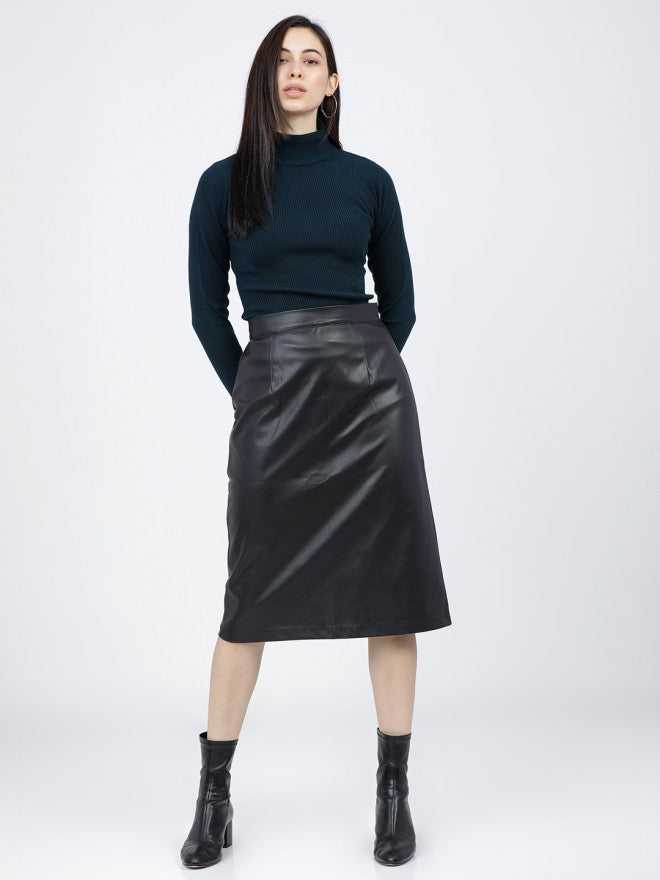 Tokyo Talkies Women Green Turtle Neck Sweater - Green - Image 4