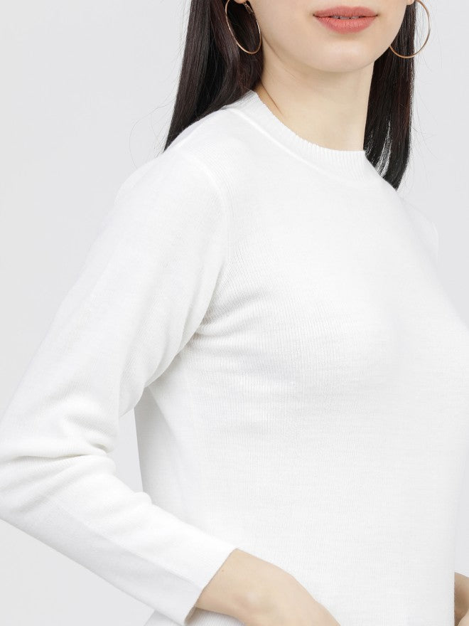 Tokyo Talkies Women Off White Henley Neck Sweater - Off White - Image 3