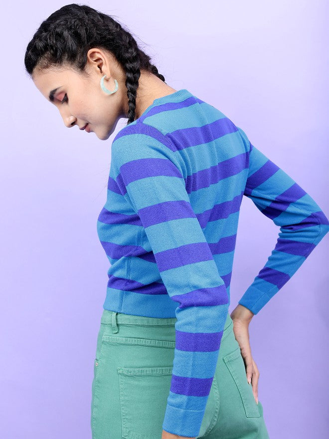 Tokyo Talkies Women Green Round Neck Sweater - Green - Image 2
