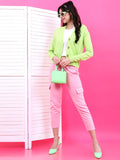 Tokyo Talkies Women Green Shawl Neck Sweater - Green - Image 1