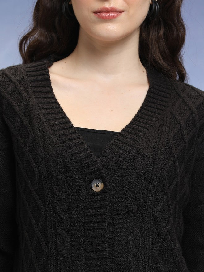 Tokyo Talkies Women Black Round Neck Sweater - Black - Image 5