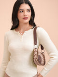 Tokyo Talkies Women Off White Round Neck Sweater - Off White - Image 1