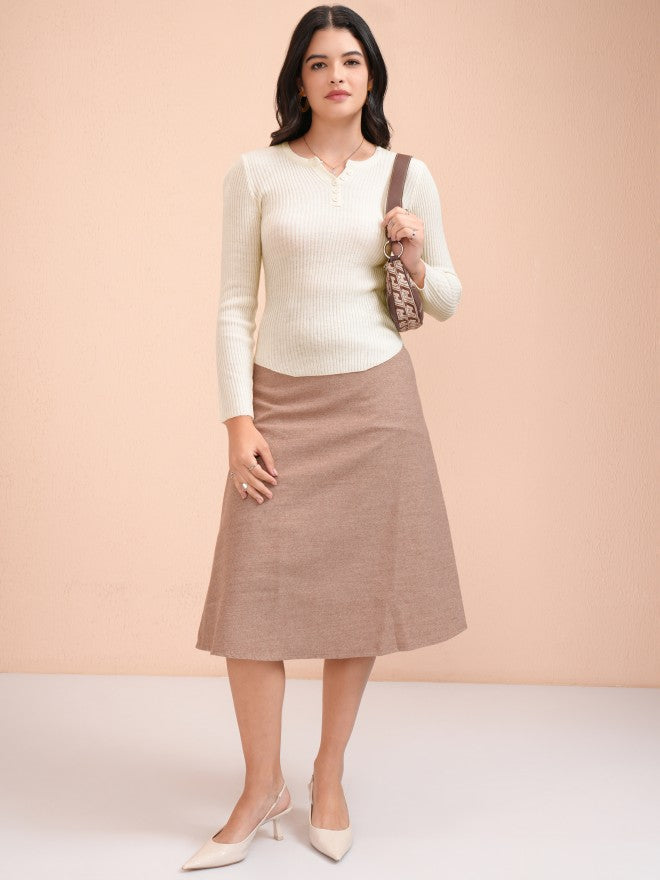 Tokyo Talkies Women Off White Round Neck Sweater - Off White - Image 2