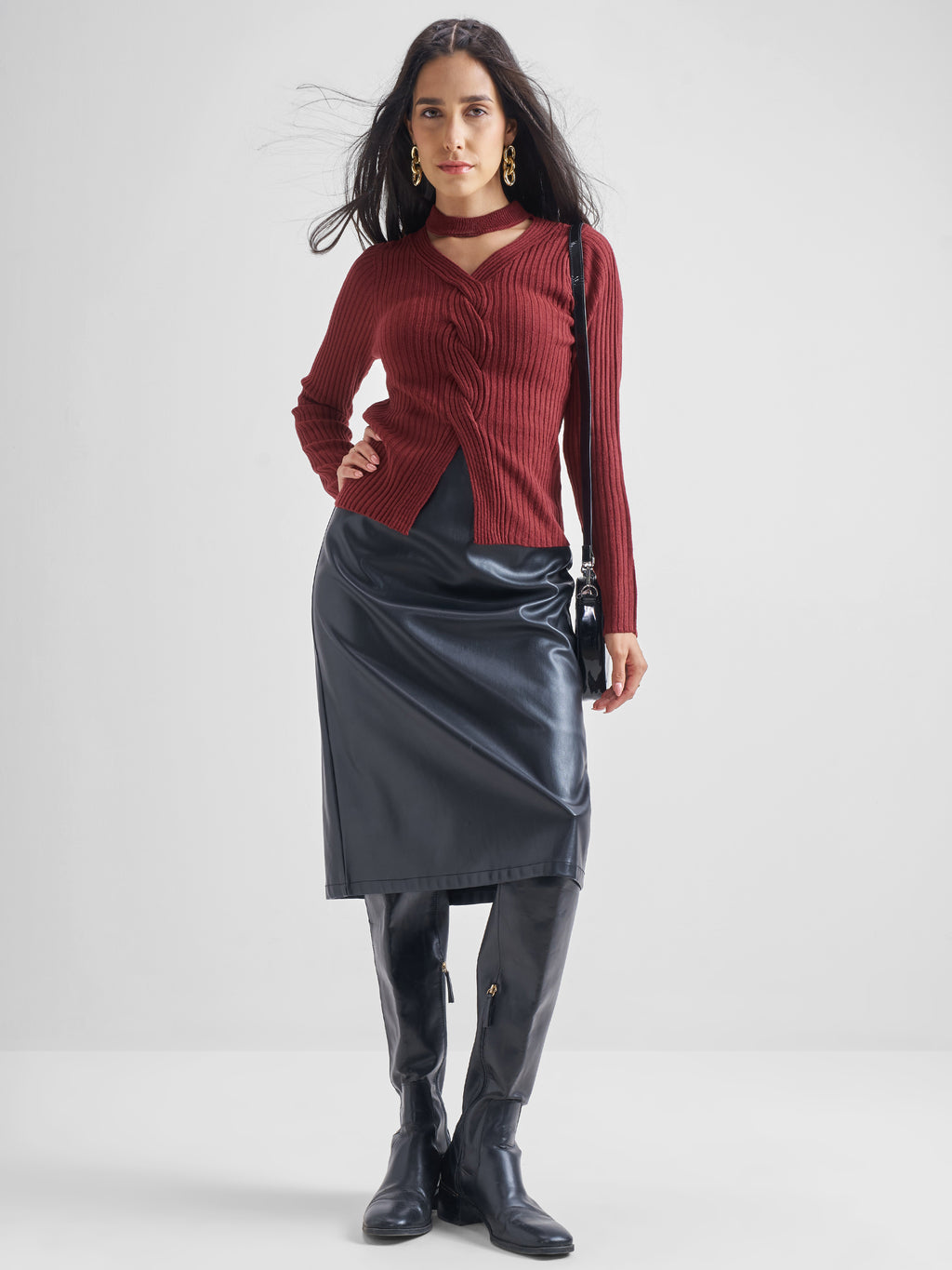 Tokyo Talkies Women Red V-Neck Sweater - Red - Image 2