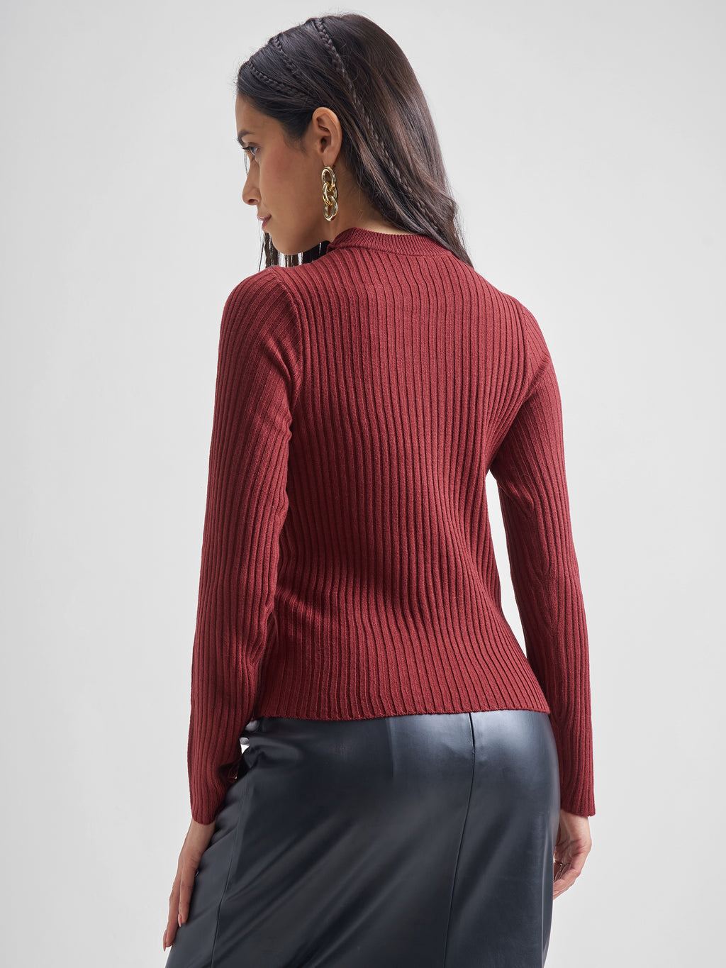 Tokyo Talkies Women Red V-Neck Sweater - Red - Image 3