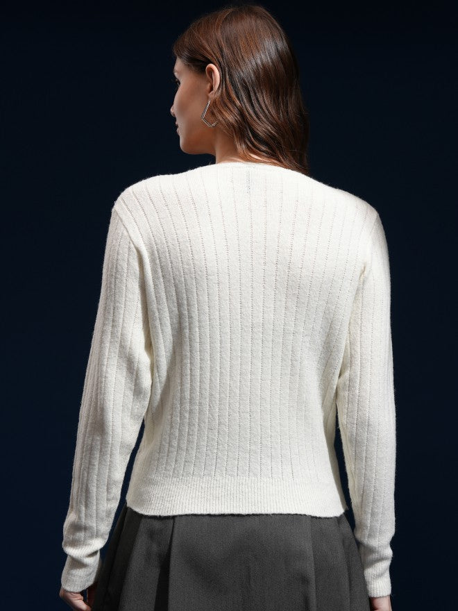 Tokyo Talkies Women Brown Boat Neck Sweater - Brown - Image 3