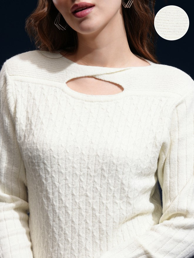 Tokyo Talkies Women Brown Boat Neck Sweater - Brown - Image 5