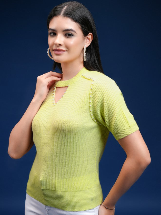 Tokyo Talkies Women Brown Round Neck Sweater - Brown - Image 4
