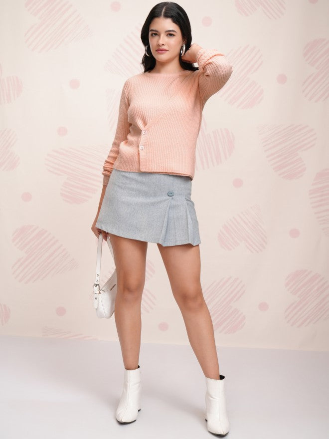 Tokyo Talkies Women Rose Round Neck Sweater - Rose - Image 2