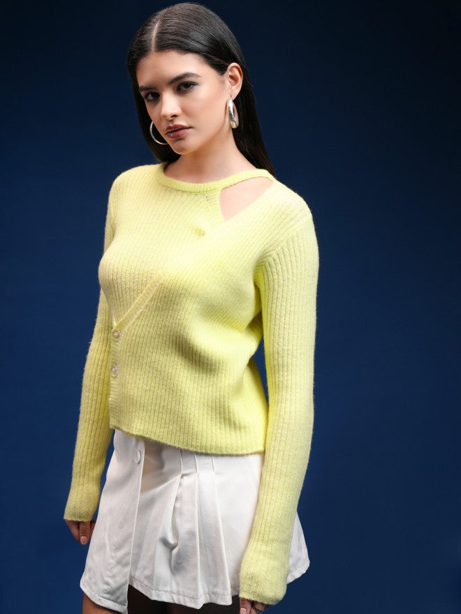 Tokyo Talkies Women Brown Round Neck Sweater - Brown - Image 4