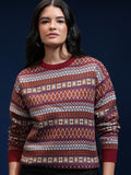 Tokyo Talkies Women Red Round Neck Sweater - Red - Image 1