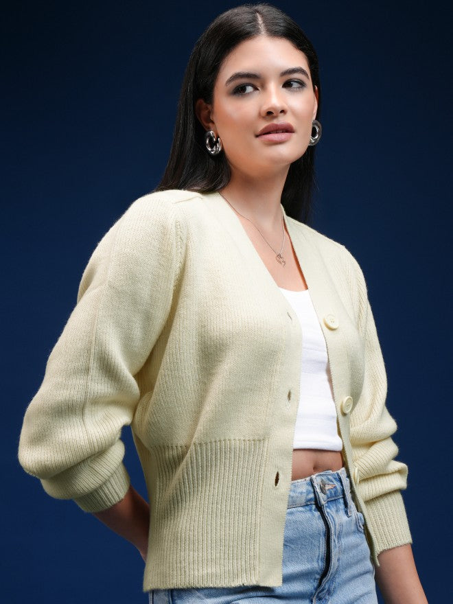 Tokyo Talkies Women Beige V-Neck Sweater - Beige - Image 6