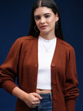Tokyo Talkies Women Red V-Neck Sweater - Red - Image 1