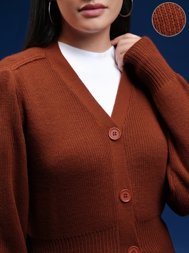 Tokyo Talkies Women Red V-Neck Sweater - Red - Image 5
