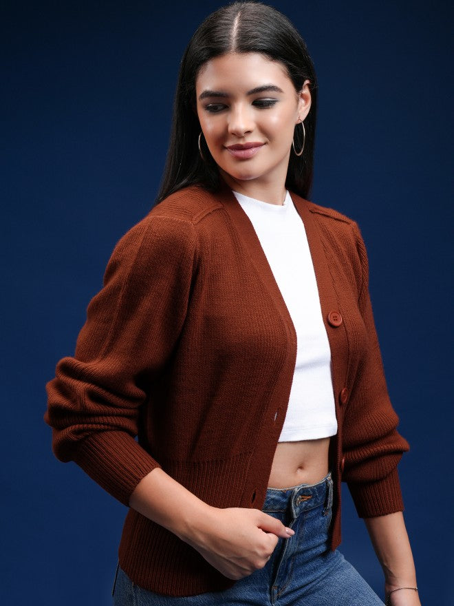 Tokyo Talkies Women Red V-Neck Sweater - Red - Image 6