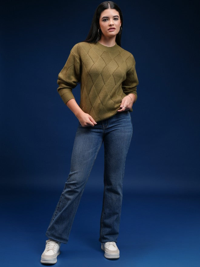 Tokyo Talkies Women Grey Round Neck Sweater - Grey - Image 2
