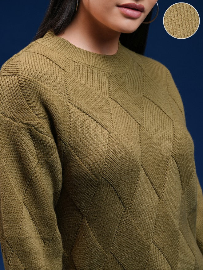 Tokyo Talkies Women Grey Round Neck Sweater - Grey - Image 5