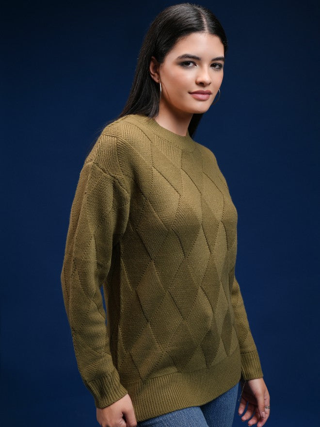 Tokyo Talkies Women Grey Round Neck Sweater - Grey - Image 6