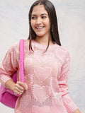 Tokyo Talkies Women Pink Round Neck Sweater - Pink - Image 1