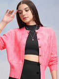 Tokyo Talkies Women Pink Round Neck Sweater - Pink - Image 1