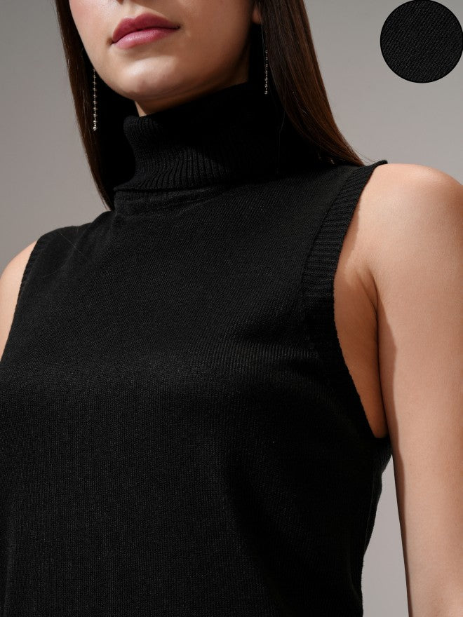 Tokyo Talkies Women Black Solid Sheath Dress - Black - Image 4