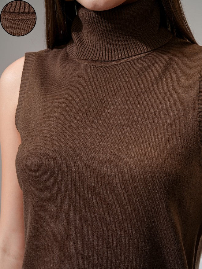 Tokyo Talkies Women Brown Solid Sheath Dress - Brown - Image 4