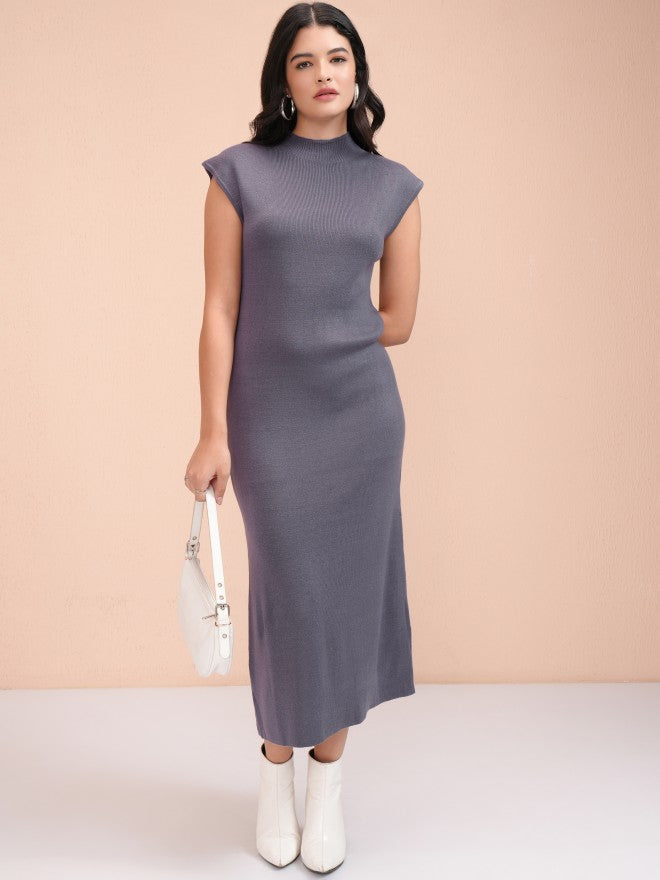 Tokyo Talkies Women Purple Solid Bodycon Dress - Purple - Image 2