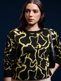 Tokyo Talkies Women Black Round Neck Sweater - Black - Image 1