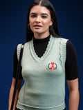 Tokyo Talkies Women Green V-Neck Sweater - Green - Image 1